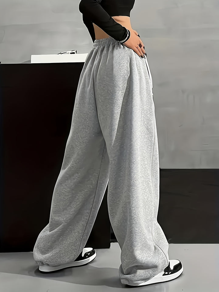 Stylish Geometric Fleece Casual Pants for Women with Plus Size Flowy Style