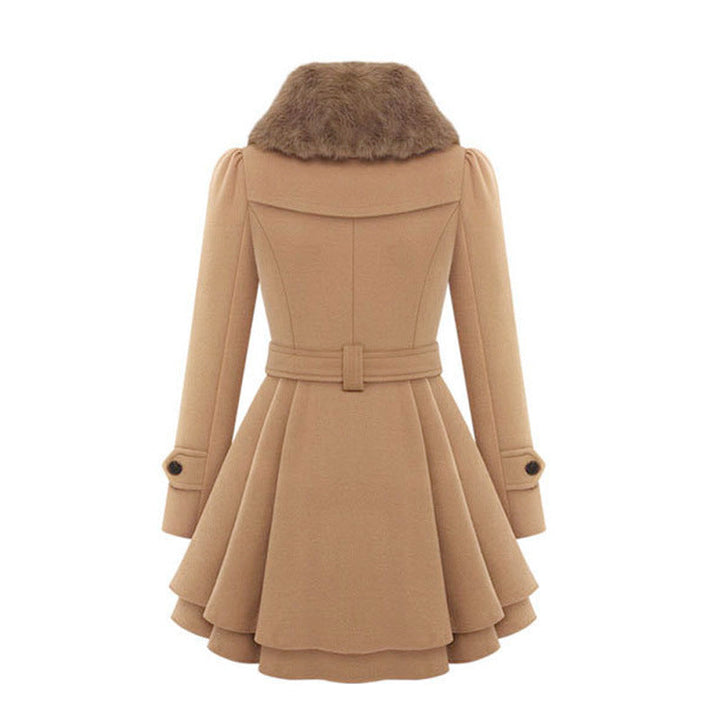 Zosime | Women Belted Fur Collar Coat