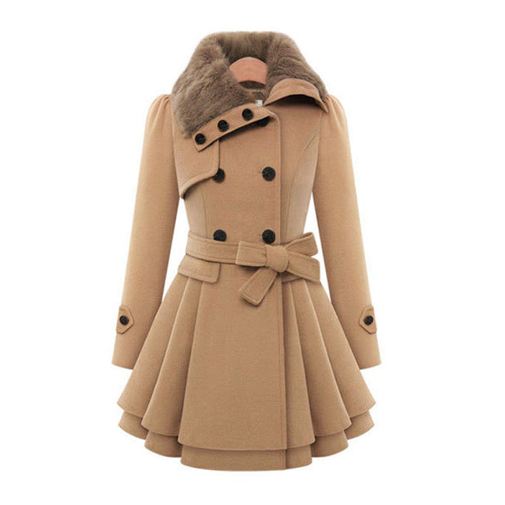 Zosime | Women Belted Fur Collar Coat
