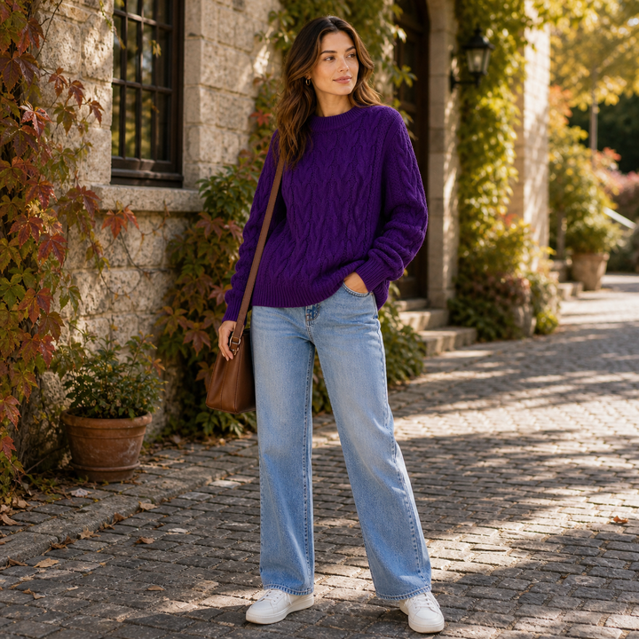 Bartholda | Women Textured Crew Sweater