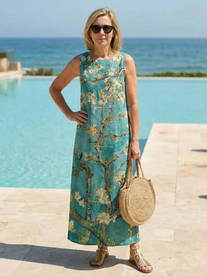 Sybil | Women's Sage Green Floral Column Fall Brunch Dress
