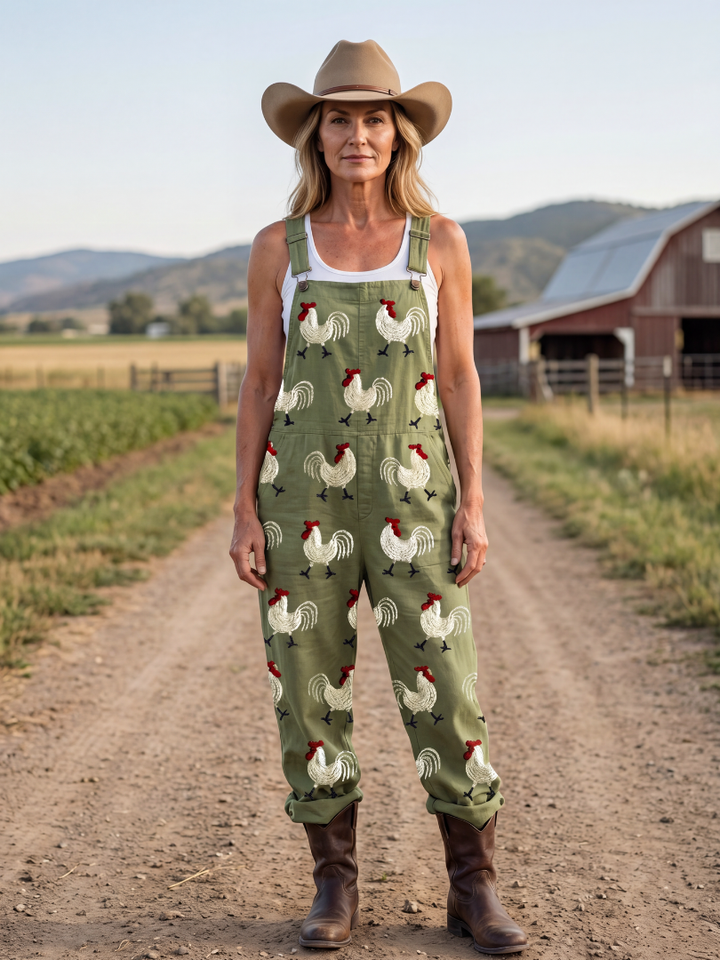 Melisande | Women Rooster Motif Strap Jumpsuit