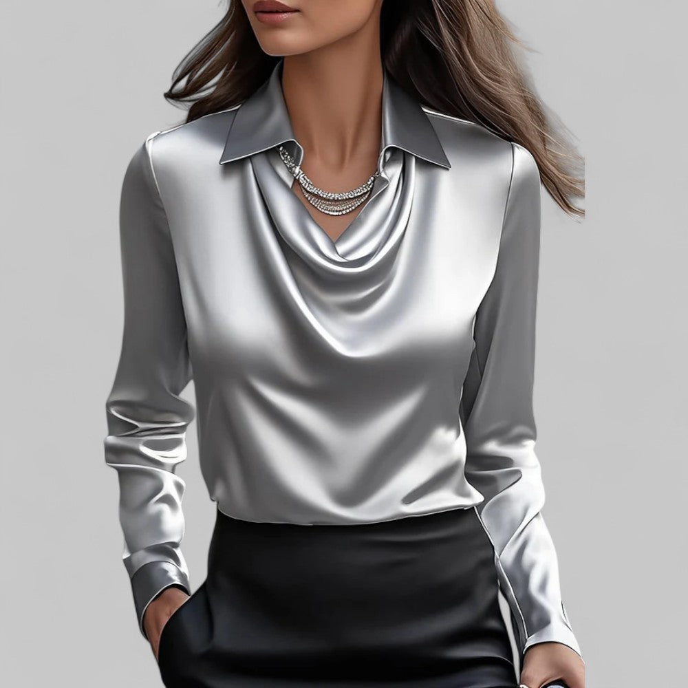 Cora | Women's Plus Size Draped Satin Blouse