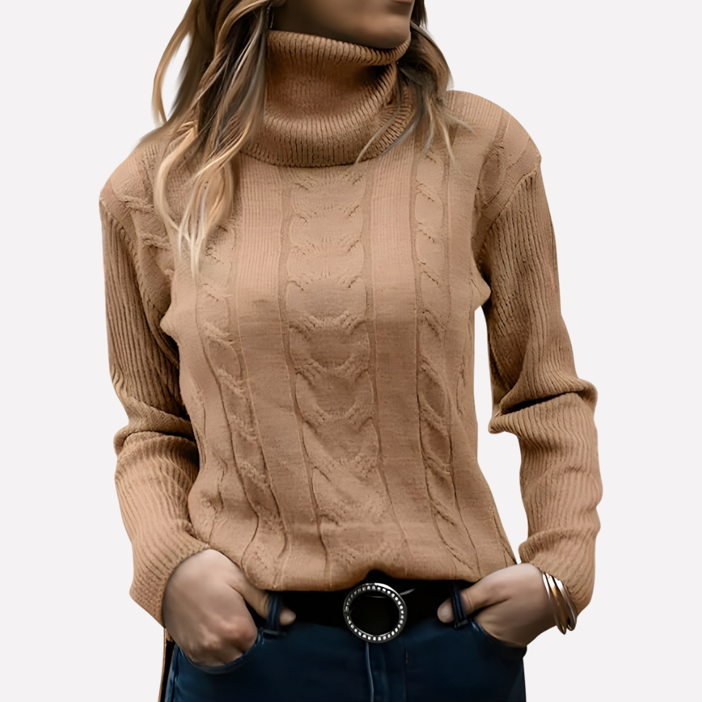 Aeronwy | Women Turtleneck Cable Knit Sweater