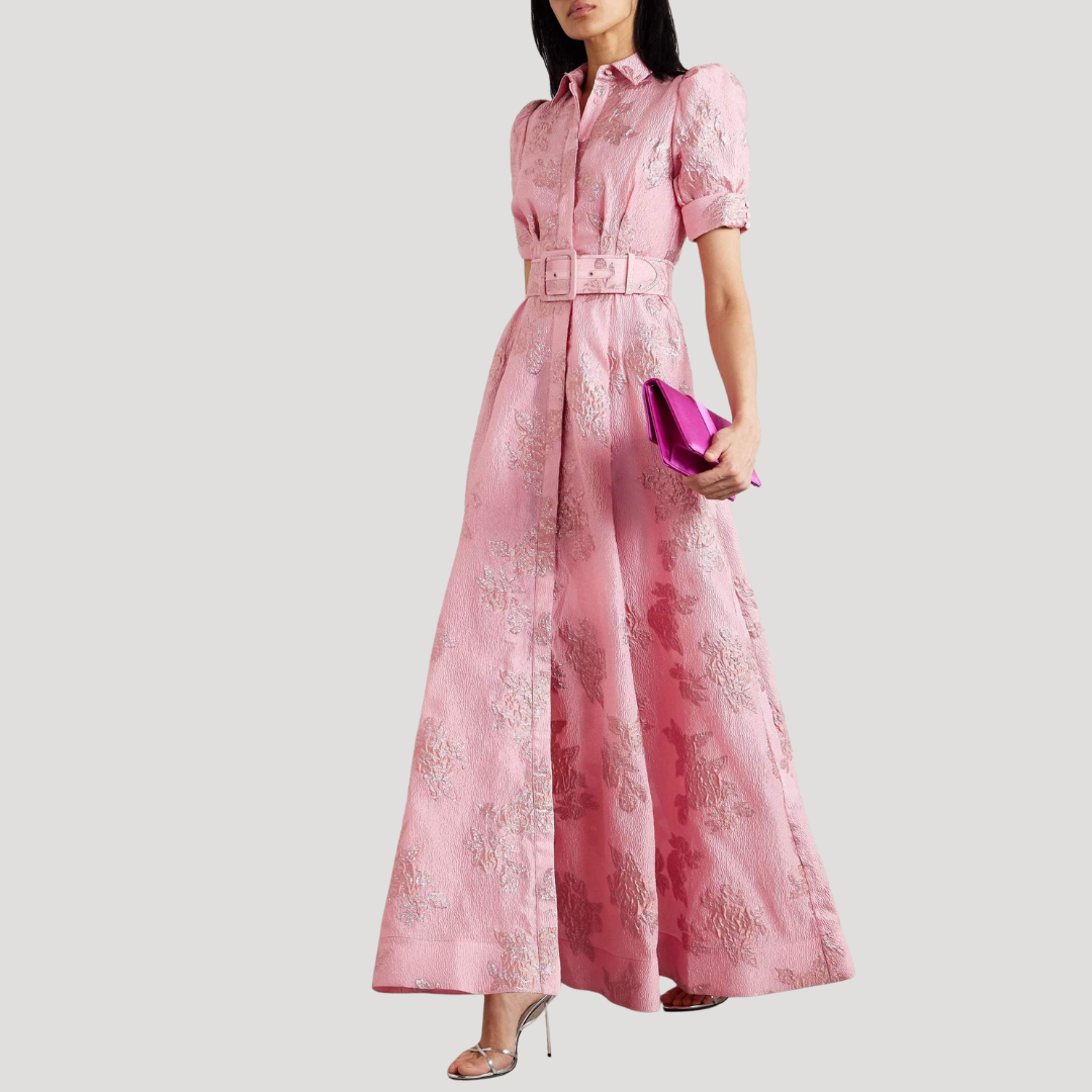 Mali | Women Collar Belt Pink Dress