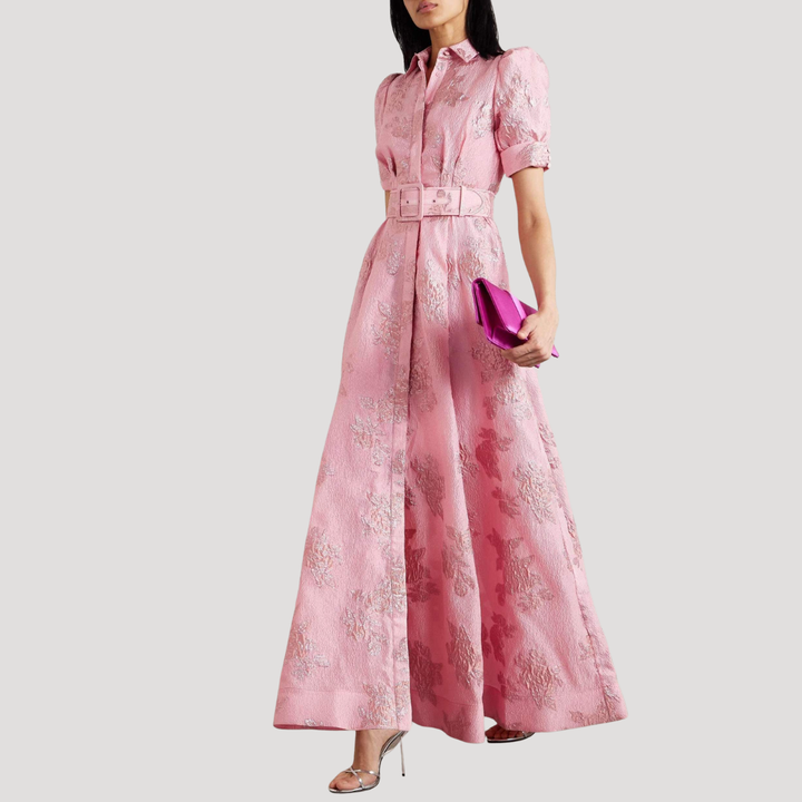 Mali | Women Collar Belt Pink Dress