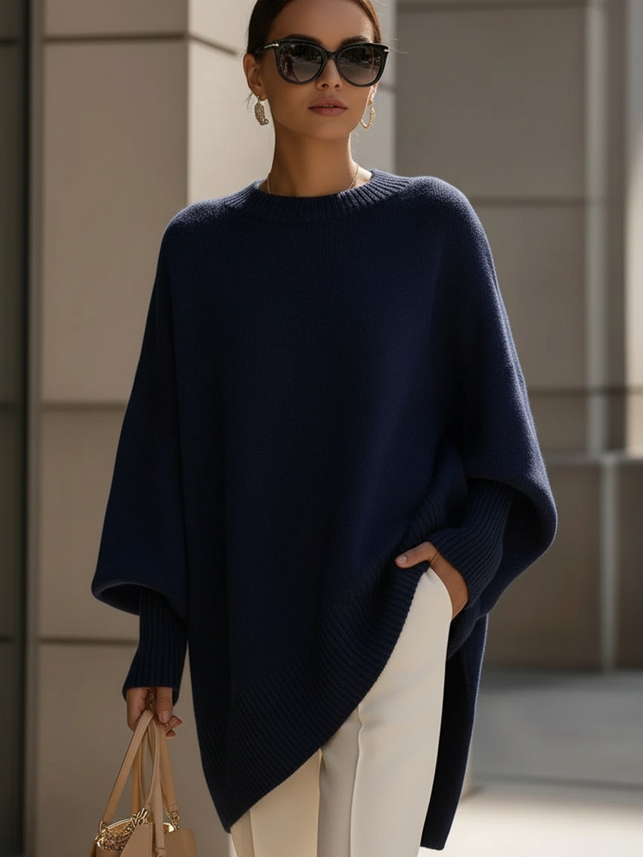 Lainey | Women's Oversized Drop Shoulder Asymmetrical Knit Sweater