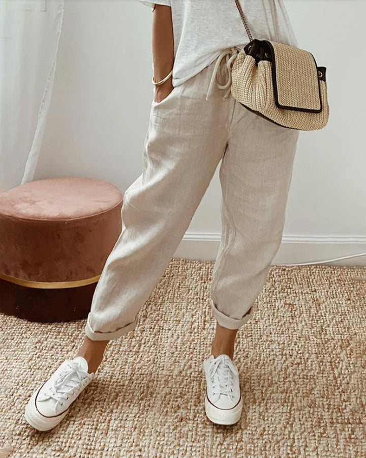 Gemma | Women's Linen Drawstring Casual Pants