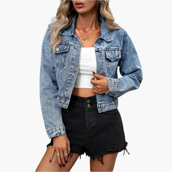 Sienna | Women's Cropped Fitted Long Sleeve Denim Jacket