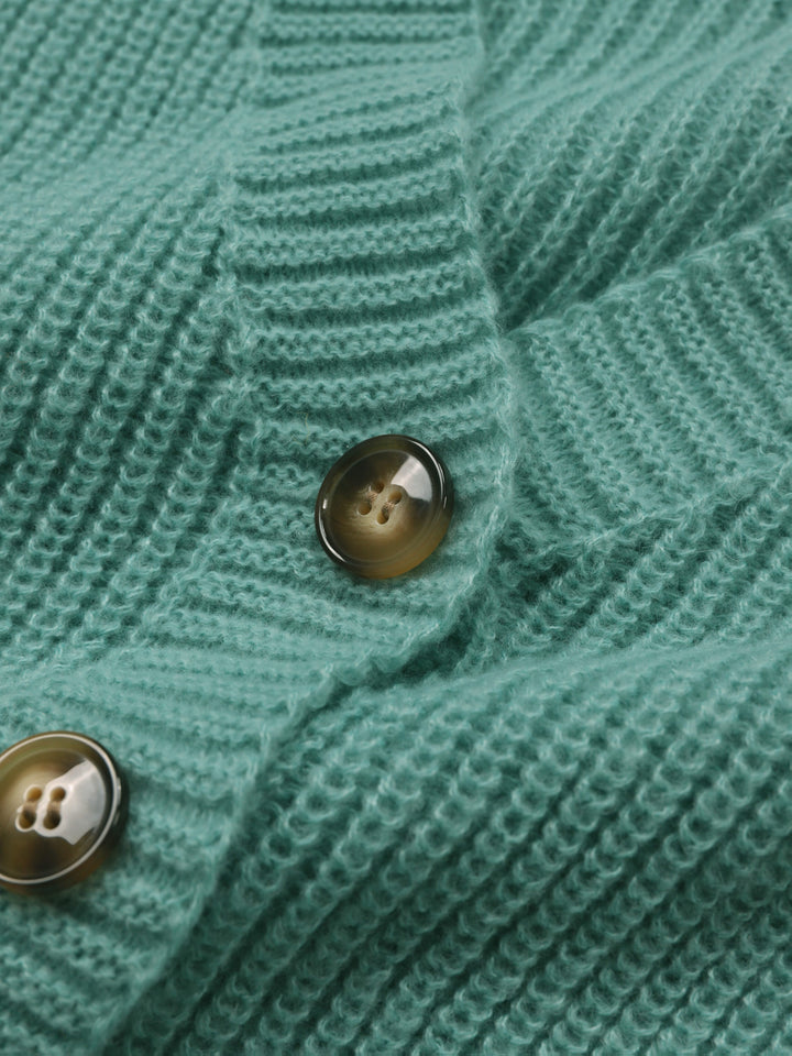 Cozy Army Green Fall Sweater Cardigan for Women with Cardigan V-neck Button