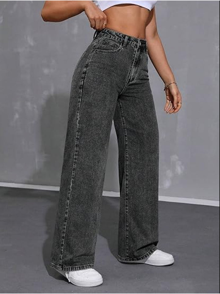 Sadie | Women's Black Denim Wide Leg Casual Relaxed Jeans