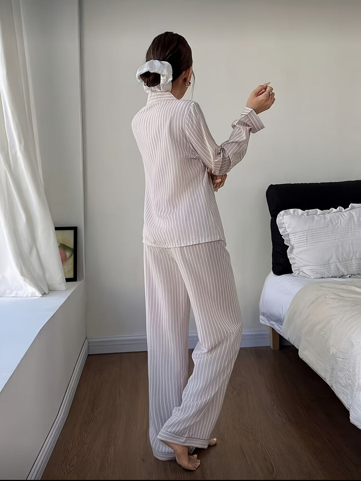 Adelyn | Women's Multicolor Striped Knit Casual Pajama Set