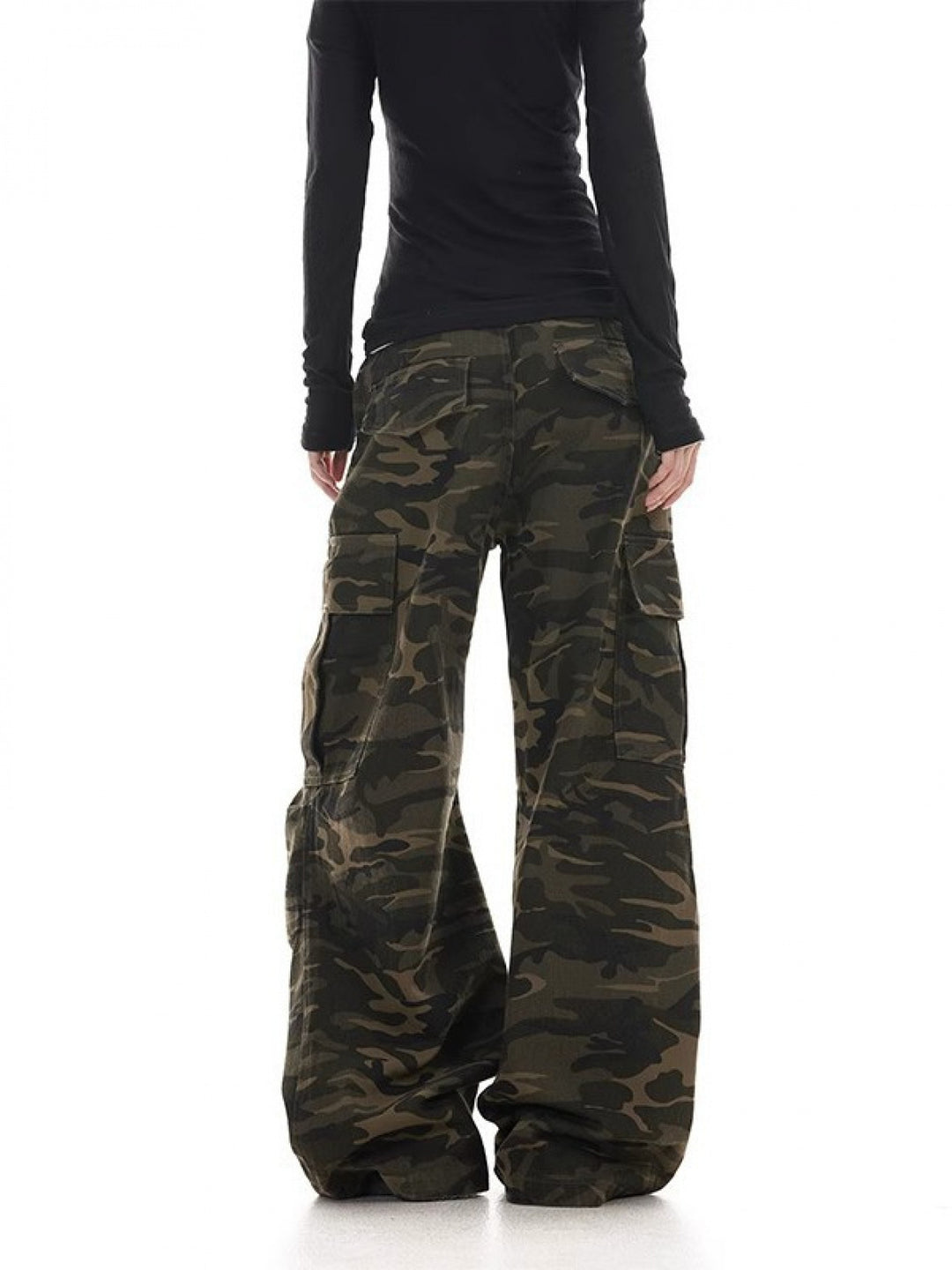 Juliana | Women's Camo Wide Leg Knit Office Cargo Pants