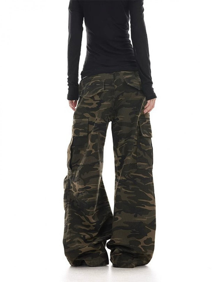 Juliana | Women's Camo Wide Leg Knit Office Cargo Pants