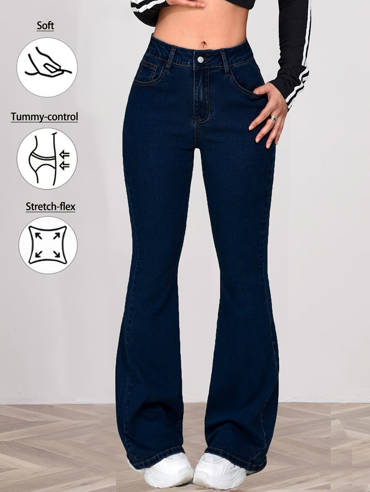 Dalia | Women's Blue Denim Casual Bootcut Relaxed Jeans