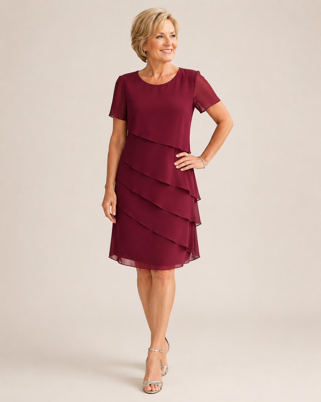 Unity | Women's Tiered Chiffon Cocktail Dress