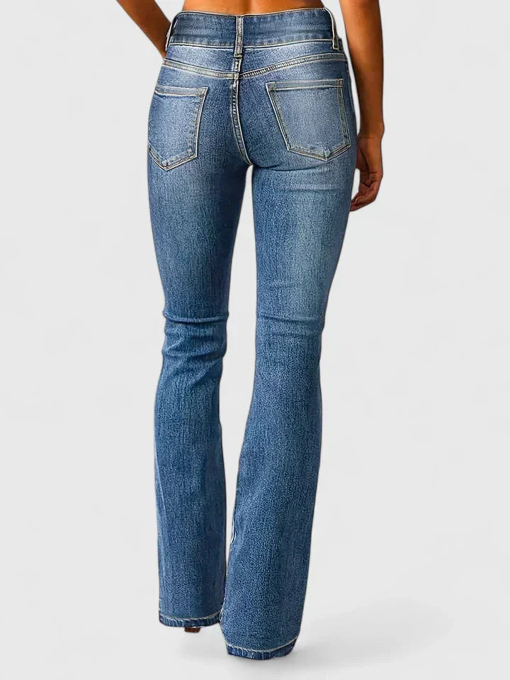 Somerhild | Women Double Button Flare Jeans