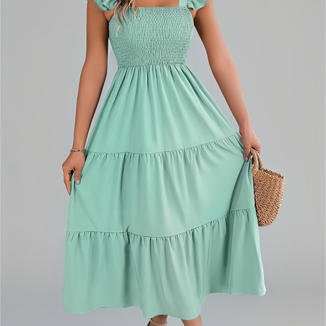 Iris | Women's Wedding Guest Tiered Midi Dress