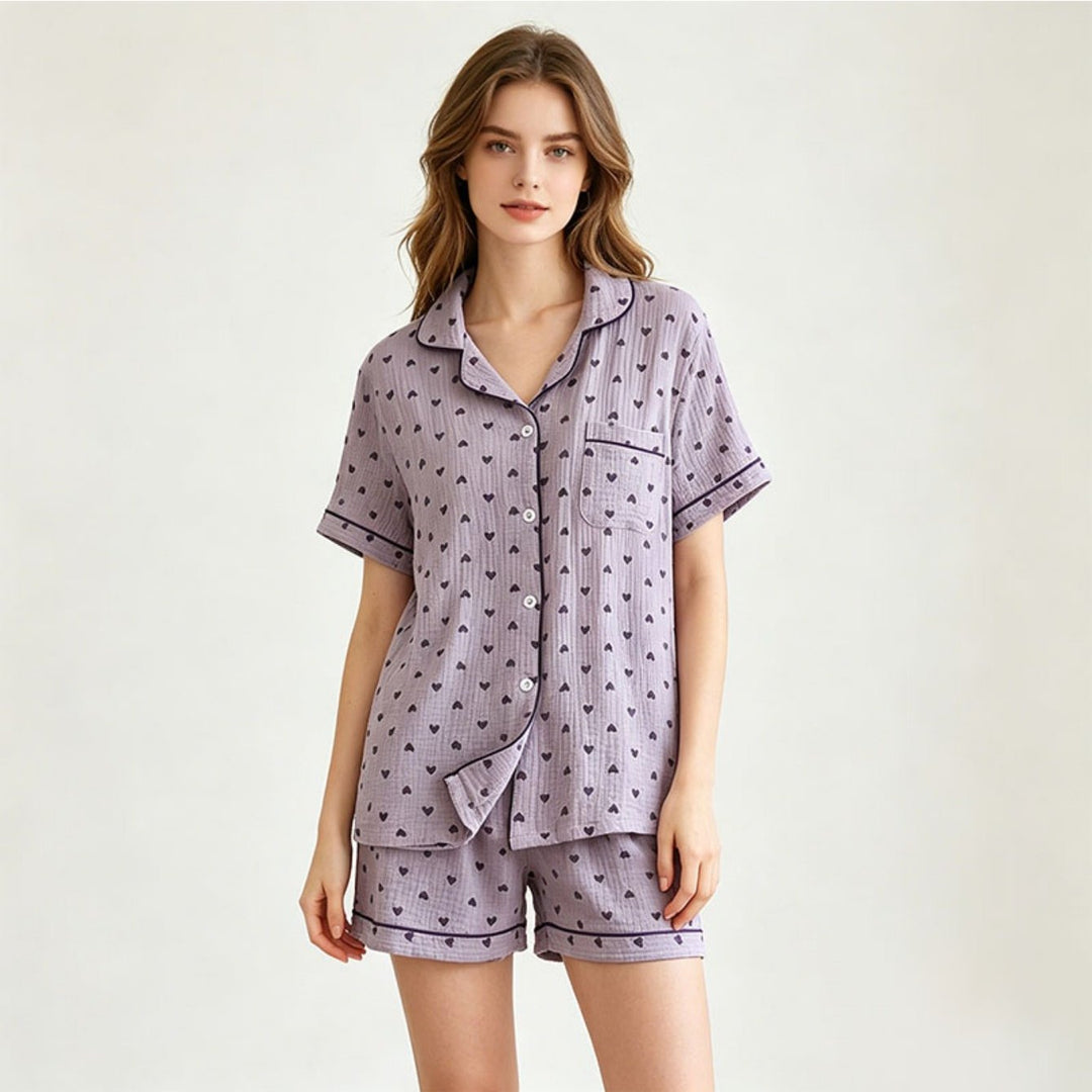 Drew | Women's Cotton Button Front Casual Pajama Set