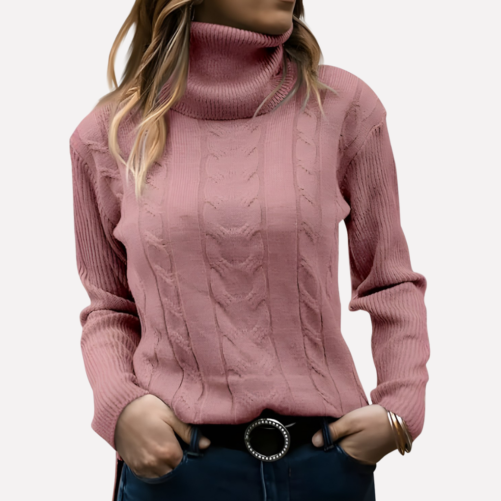 Aeronwy | Women Turtleneck Cable Knit Sweater