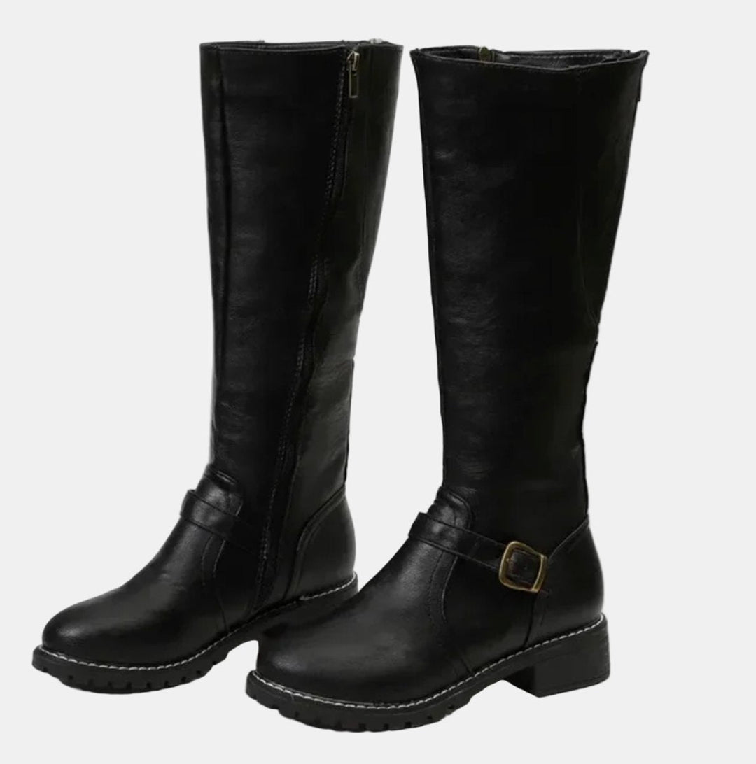 Aelfburg | Women Buckle Accent Knee High Boots