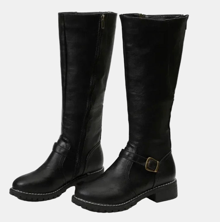 Aelfburg | Women Buckle Accent Knee High Boots