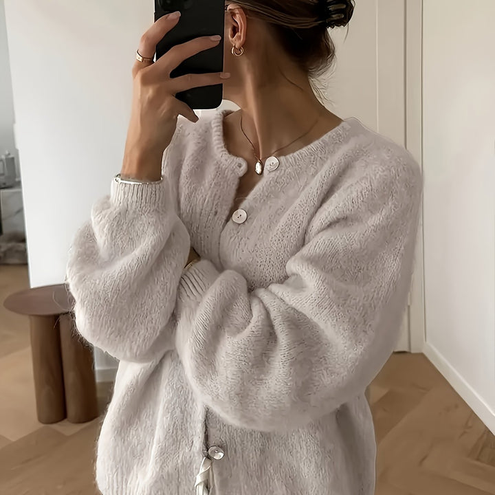 Emily | Women's Knit Crew Neck Long Sleeve Casual Cardigan