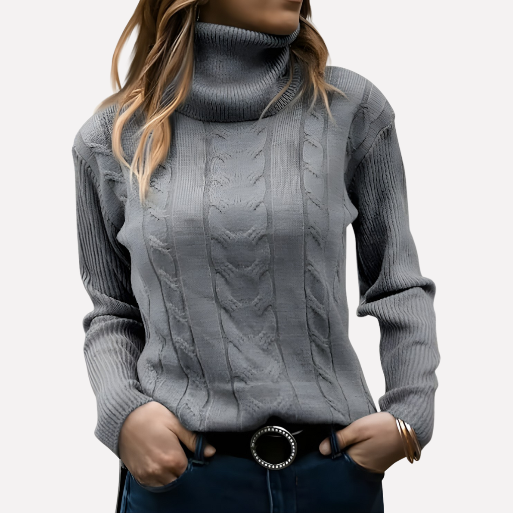 Aeronwy | Women Turtleneck Cable Knit Sweater