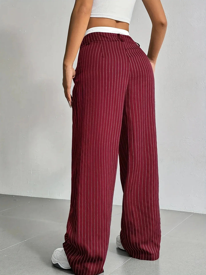 Stylish Stripe Wide Leg Pants for Women with Plus Size Flowy Casual Style