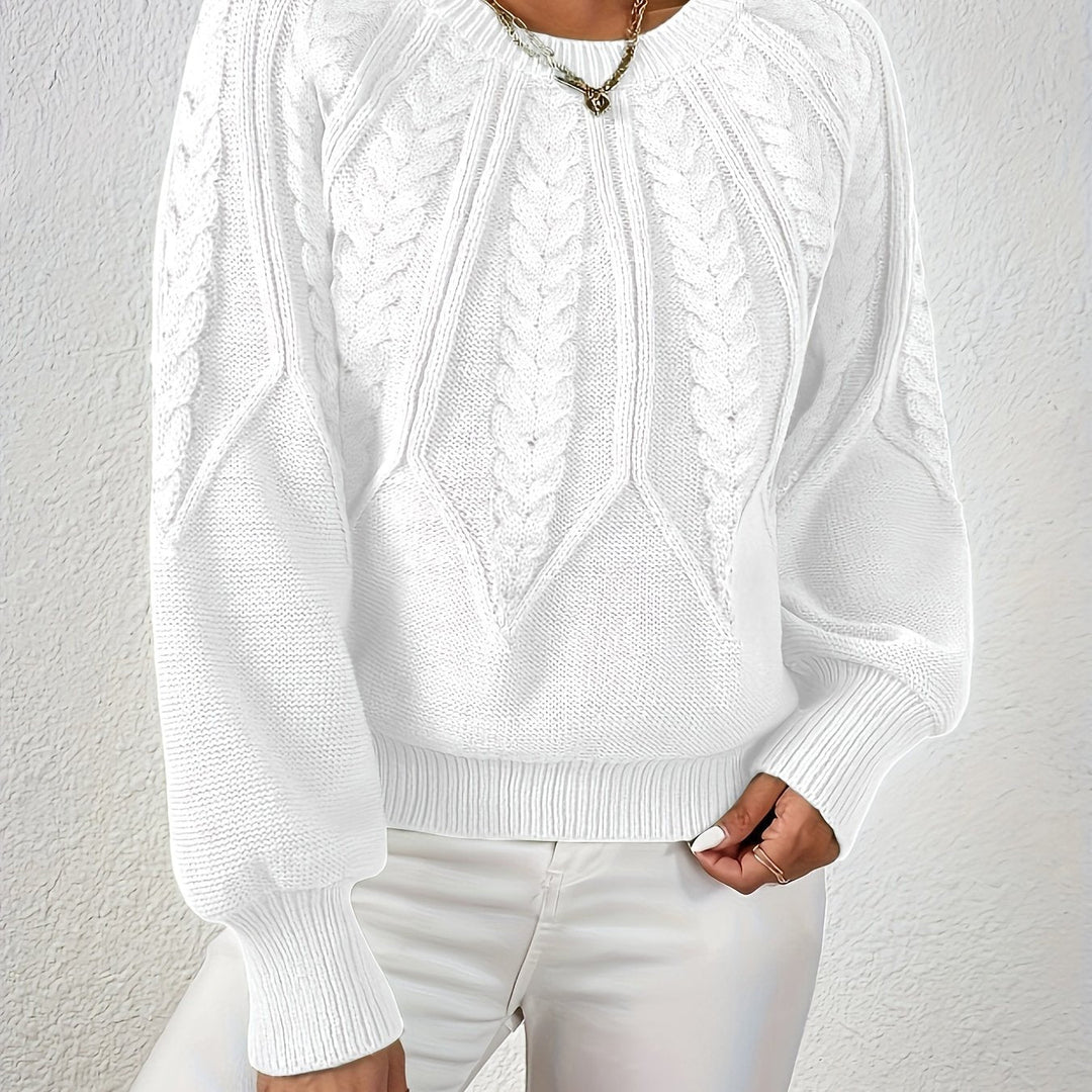 Anselma | Women Raglan Cable Knit Pullover