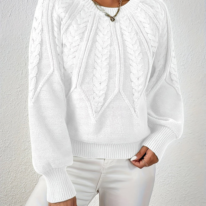 Anselma | Women Raglan Cable Knit Pullover