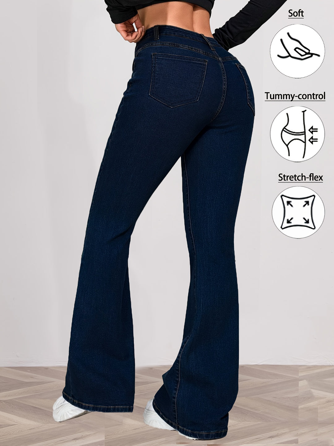 Dalia | Women's Blue Denim Casual Bootcut Relaxed Jeans