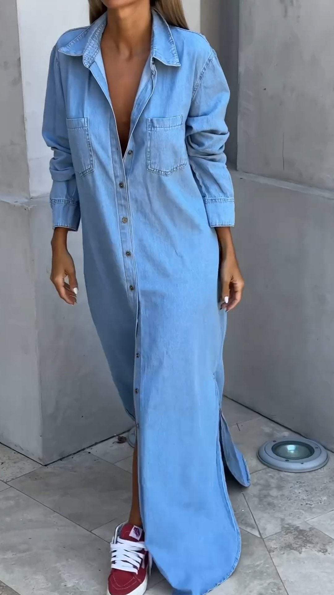 Solveig | Women Long Shirt Denim Dress