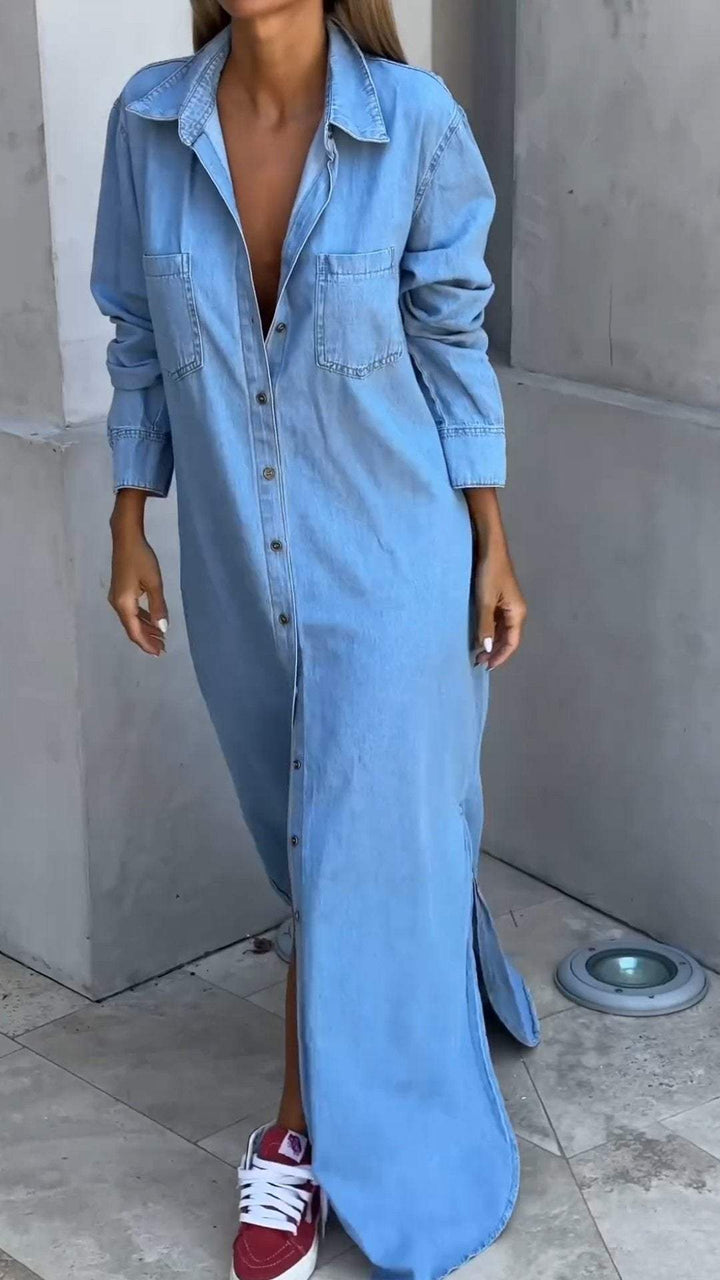 Solveig | Women Long Shirt Denim Dress