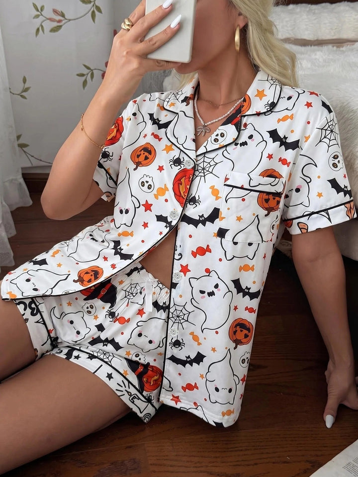 Louise | Women's White Cotton Button Front Pajama Set
