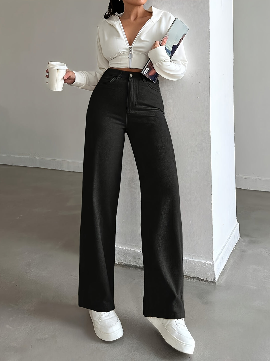 Blake | Women's Black Denim Straight Leg Party Relaxed Jeans