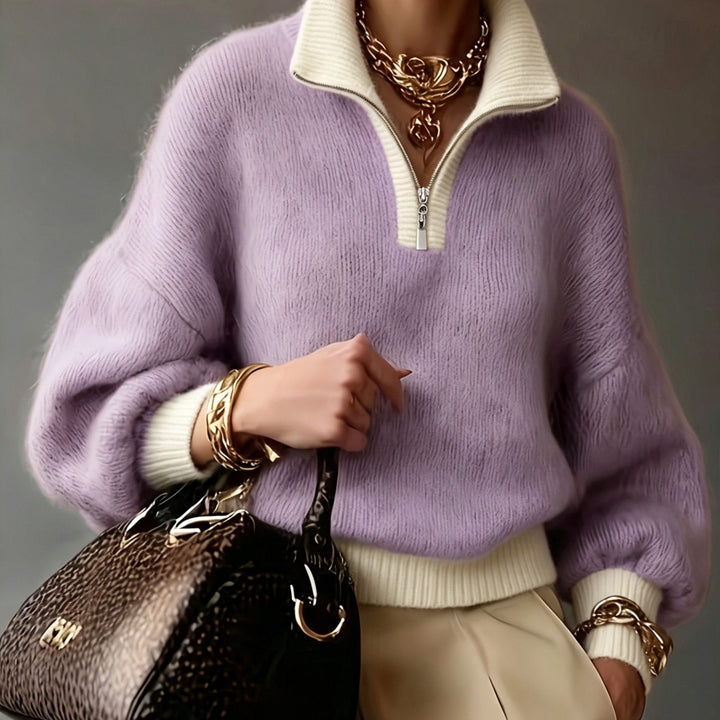 Thyra | Women Relaxed Half Zip Sweater