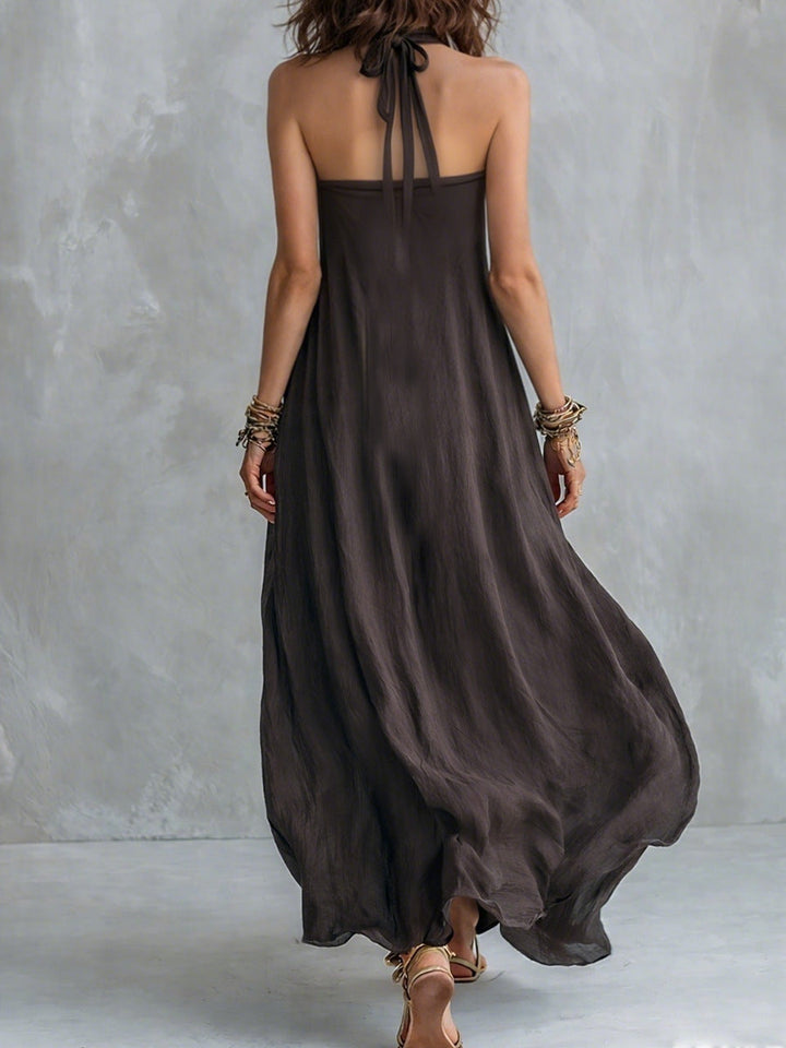 Aerona | Women Halter Neck Flowy Maxi Dress