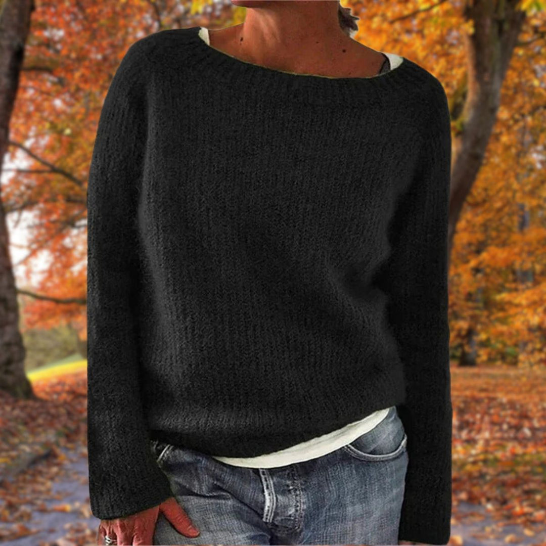 Jazlyn | Women's Boat Neck Ribbed Drop Shoulder Knit Sweater