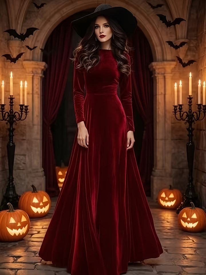 Paisley | Women's Black Plus Size Halloween Velvet Witch Maxi Dress