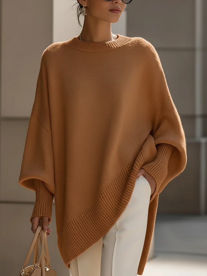 Lainey | Women's Oversized Drop Shoulder Asymmetrical Knit Sweater