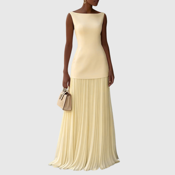 Verity | Women's Sleeveless Pleated Cocktail Maxi Dress