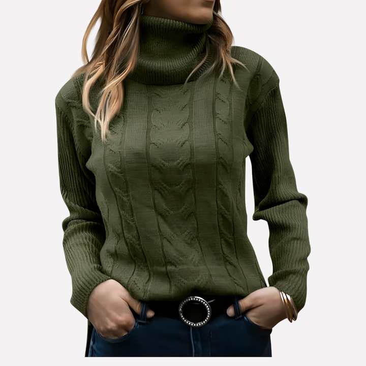Aeronwy | Women Turtleneck Cable Knit Sweater