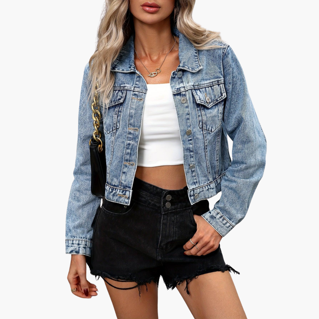 Sienna | Women's Cropped Fitted Long Sleeve Denim Jacket