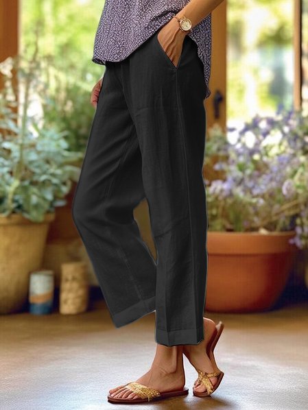 Stylish Trousers for Women with Side Pockets Tailored Plus Size Casual Style