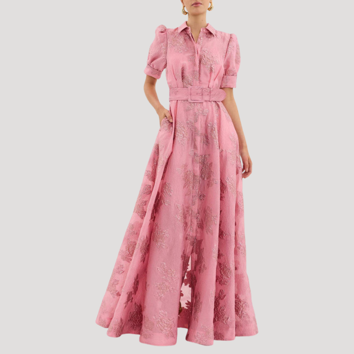 Mali | Women Collar Belt Pink Dress
