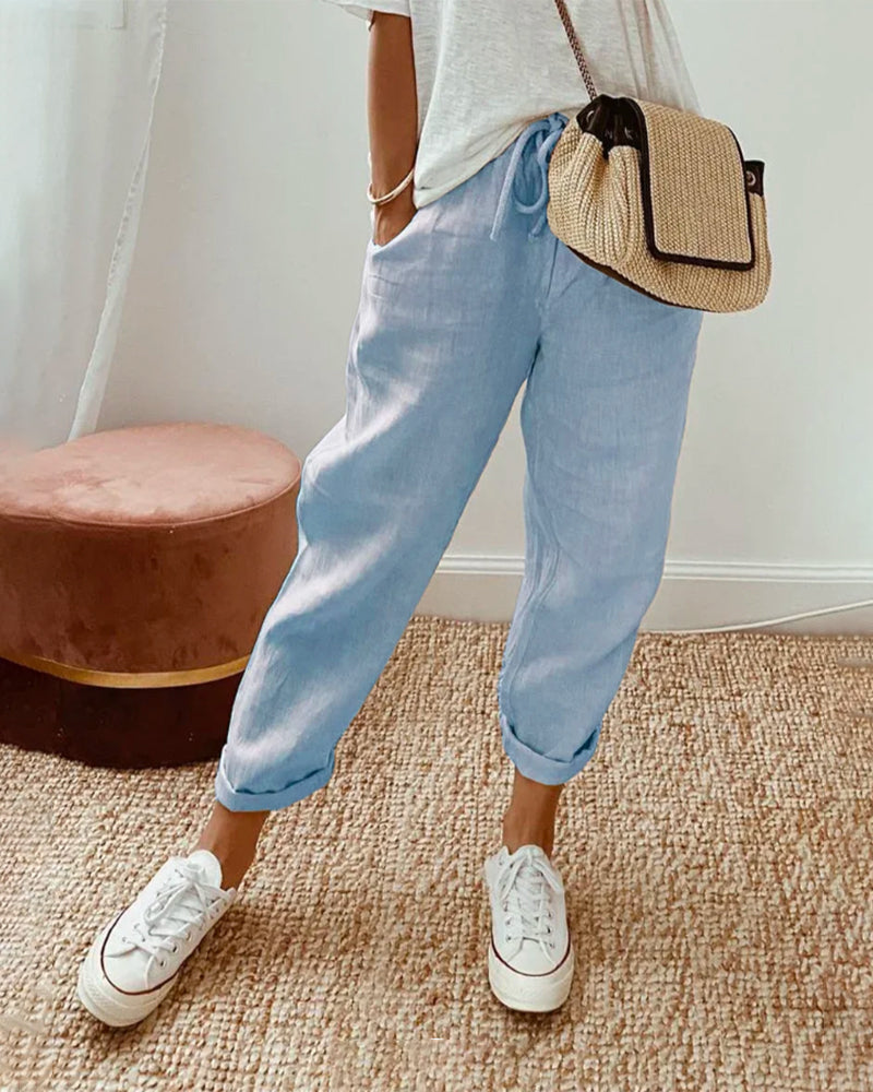 Gemma | Women's Linen Drawstring Casual Pants