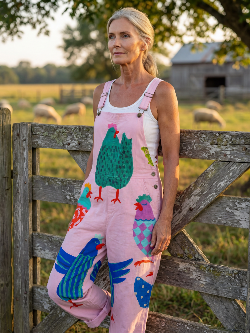 Sibylla | Women Hen Motif Strap Jumpsuit