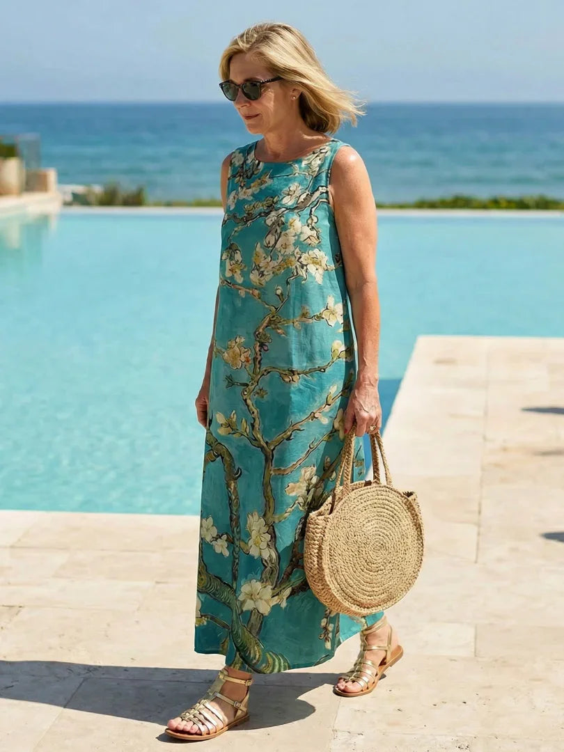 Sybil | Women's Sage Green Floral Column Fall Brunch Dress