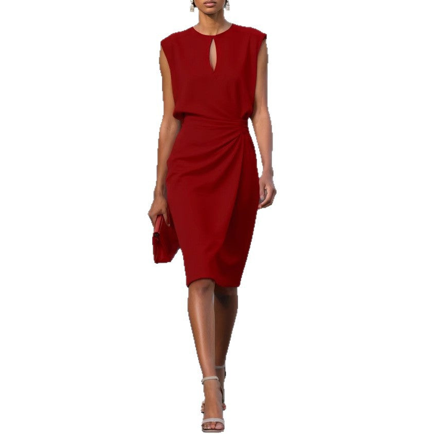 Esther | Women Keyhole Midi Red Dress